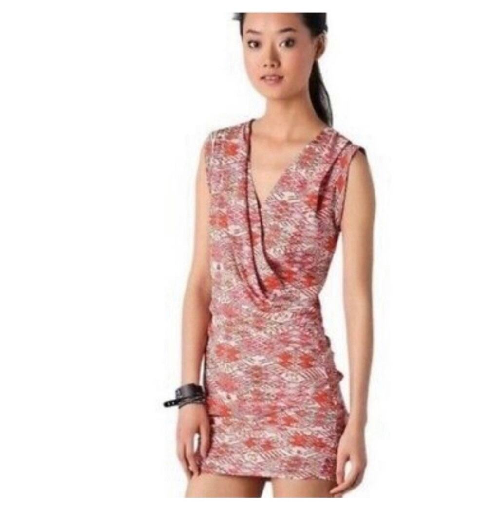 IRO Salome Silk mini Faux Wrap dress multicolor Aztec Geometric Size 3